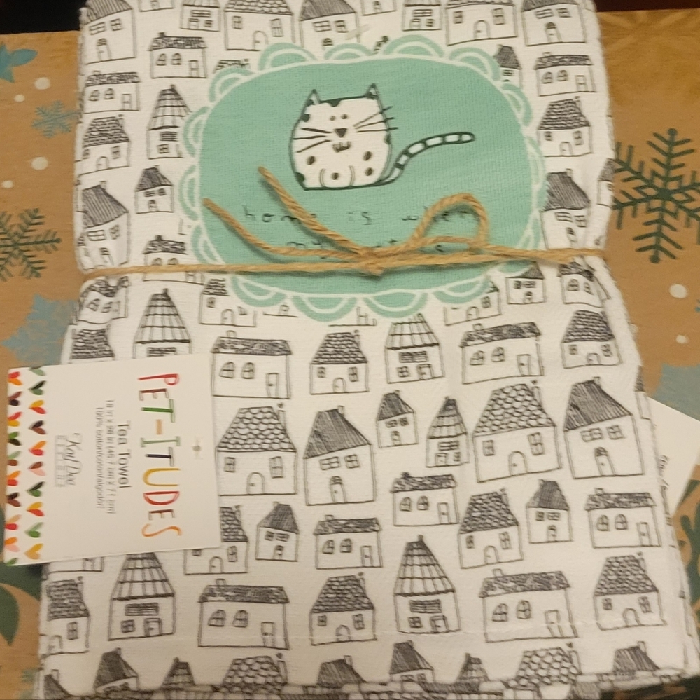Cat Theme Tea Towel
